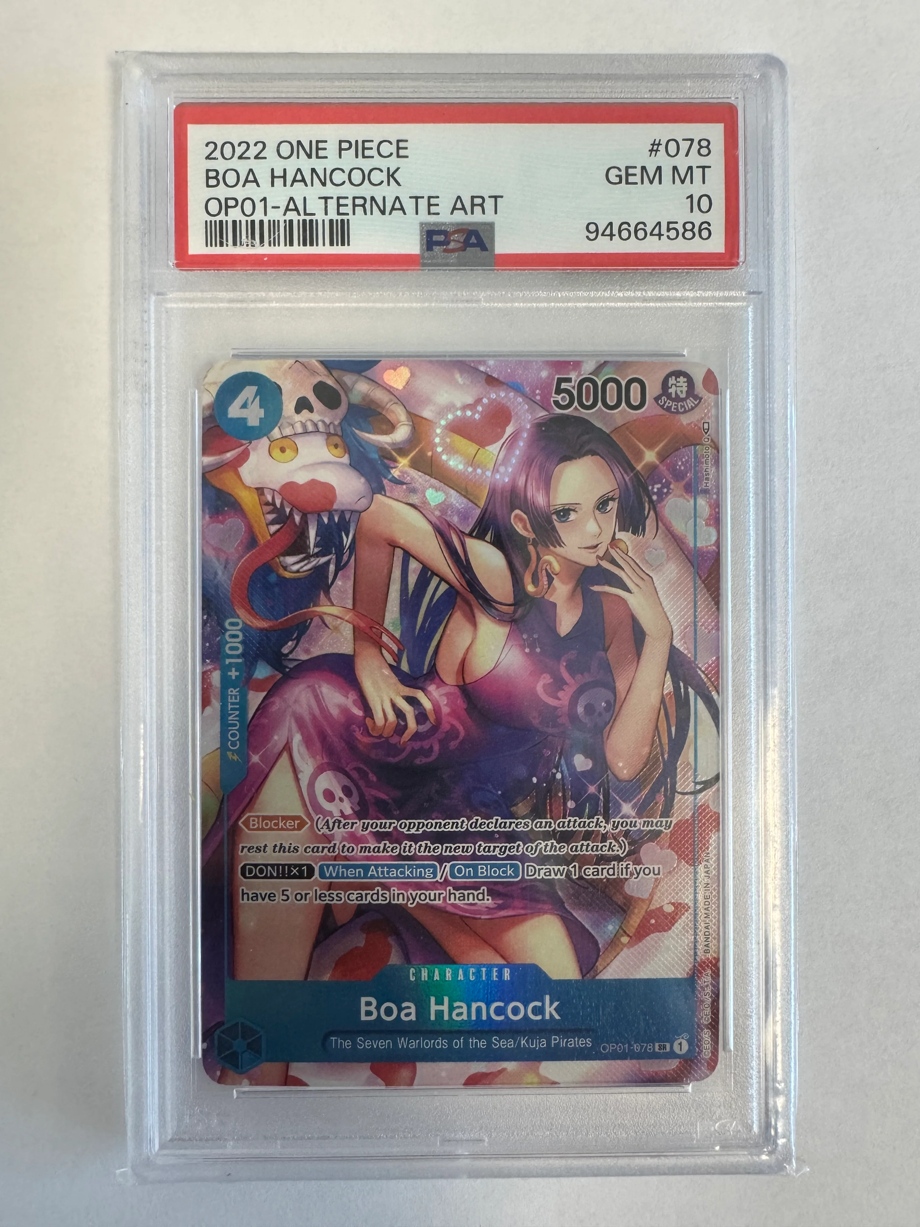 BOA HANCOCK ALTERNATE ART 2022 ONE PIECE OP01-ROMANCE DAWN PSA GEM MT 10