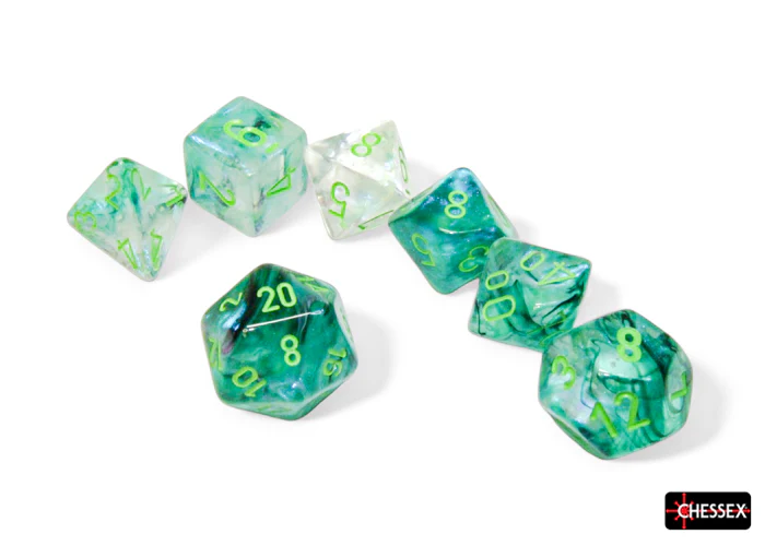Chessex: Borealis Kelp/Light Green Luminary Polyhedral 7-Dice Set - Image 2