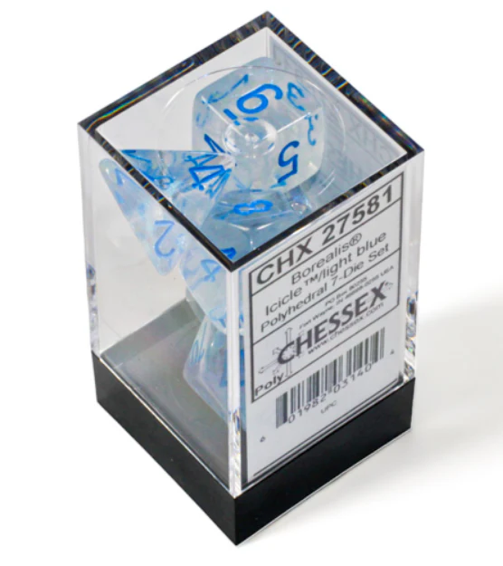 Chessex Borealis Polyhedral Icicle/Light Blue Luminary 7-Die Set - Image 4