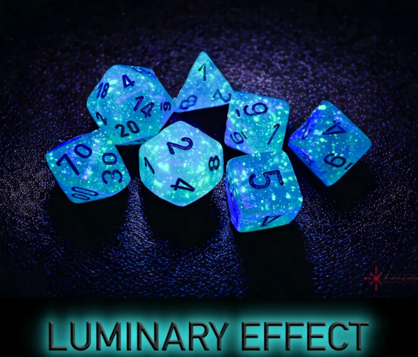Chessex Borealis Polyhedral Light Green/Gold Luminary 7-Die Set - Image 4