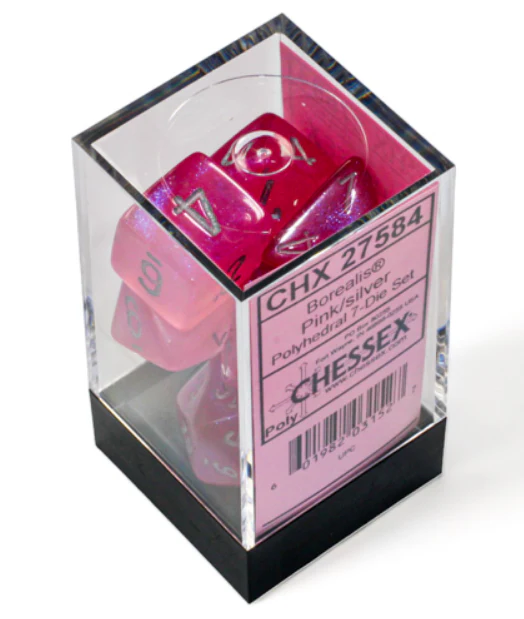 Chessex Borealis Polyhedral Pink/silver Luminary 7-Die Set - Image 4