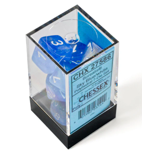 Chessex Borealis Polyhedral Sky Blue/white 7-Die Set - Image 4
