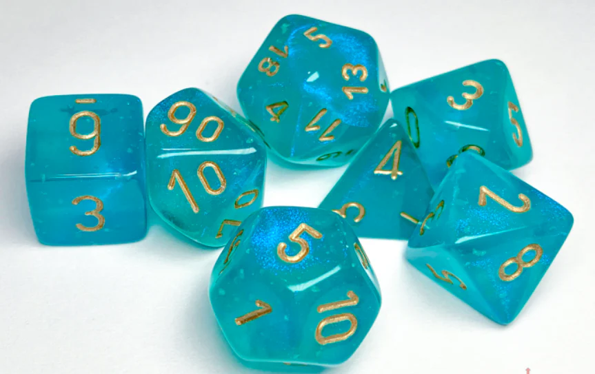 Chessex Borealis Polyhedral Teal/gold Luminary 7-Die Set - Image 2