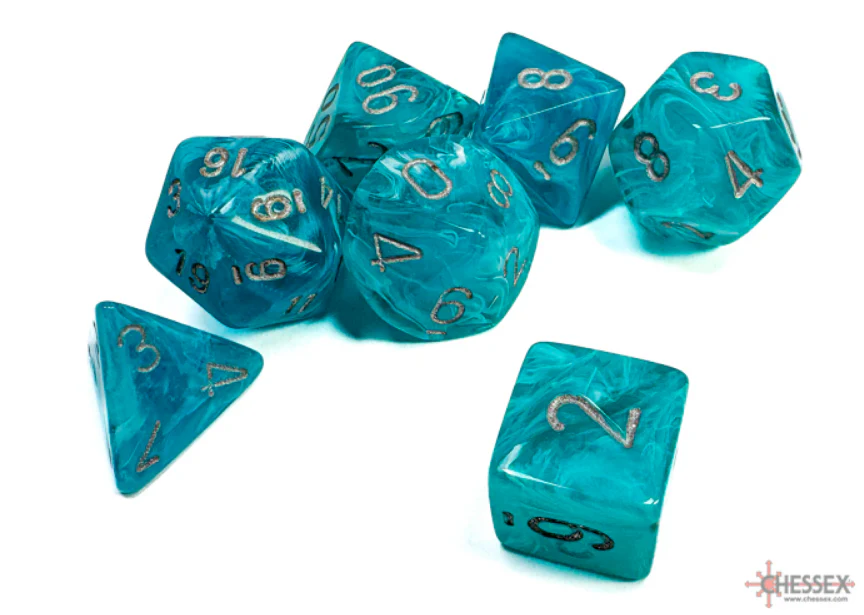 Chessex: Cirrus Aqua/Silver 7-Die Set - Image 2