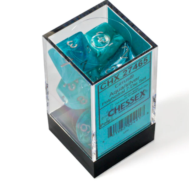 Chessex: Cirrus Aqua/Silver 7-Die Set - Image 3