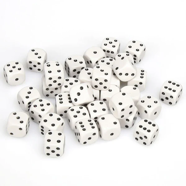 Chessex: d6 Dice 12mm Opaque White/Black (36) - Image 2