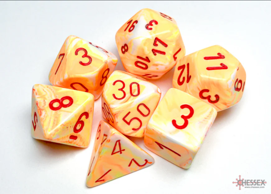 Chessex: Festive Sunburst/ Red 7 Die Set - Image 2