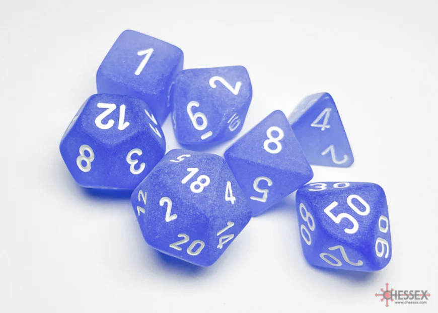 Chessex: Frosted Blue/White 7-Die Set - Image 3