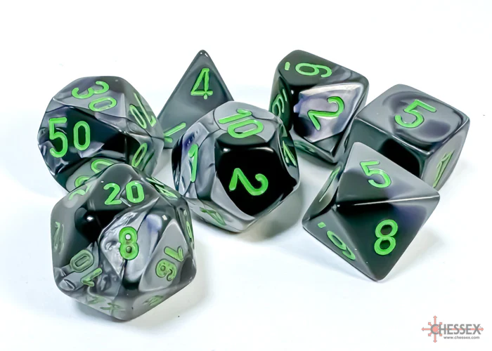 Chessex: Gemini Black-Grey/Green 7-Die Set - Image 2