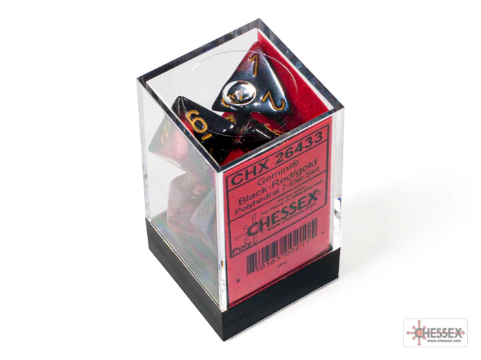 Chessex: Gemini Black-Red/Gold Polyhedral 7-Dice Set - Image 3