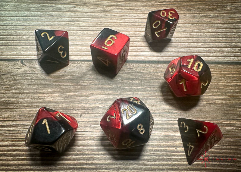Chessex: Gemini Black-Red/Gold Polyhedral 7-Dice Set - Image 4