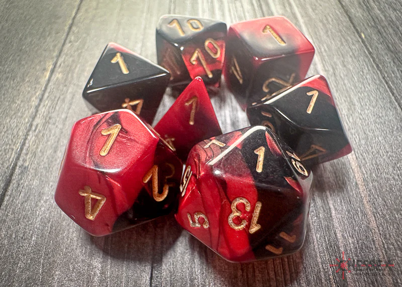 Chessex: Gemini Black-Red/Gold Polyhedral 7-Dice Set - Image 5