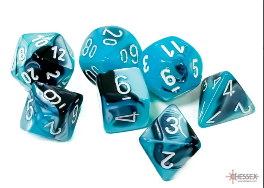 Chessex: Gemini Black-Shell/White 7-Die Set - Image 2