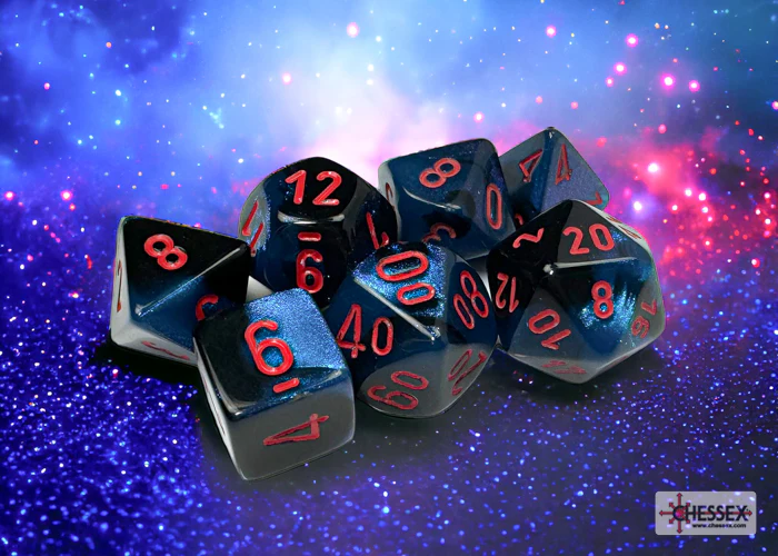 Chessex: Gemini Black-Starlight/Red Polyhedral 7-Dice Set