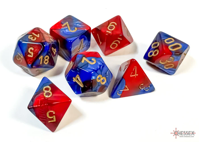 Chessex: Gemini Blue-Red/Gold 7-Die Set - Image 2