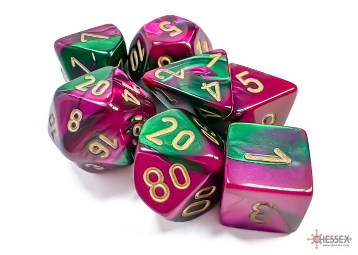 Chessex: Gemini Green-Purple/Gold 7-Die Set - Image 2