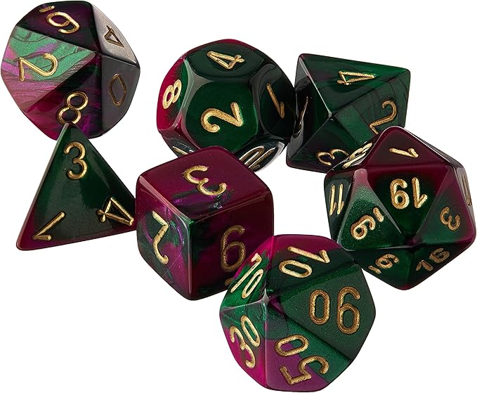 Chessex: Gemini Green-Purple/Gold 7-Die Set - Image 3
