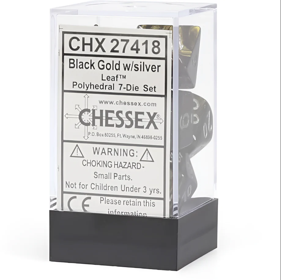 Chessex: Leaf Black-Gold/Silver 7-Die Set - Image 2