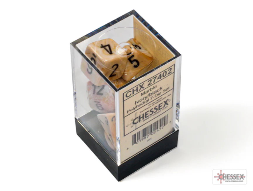 Chessex: Marble Ivory/Black 7-Die Set - Image 3