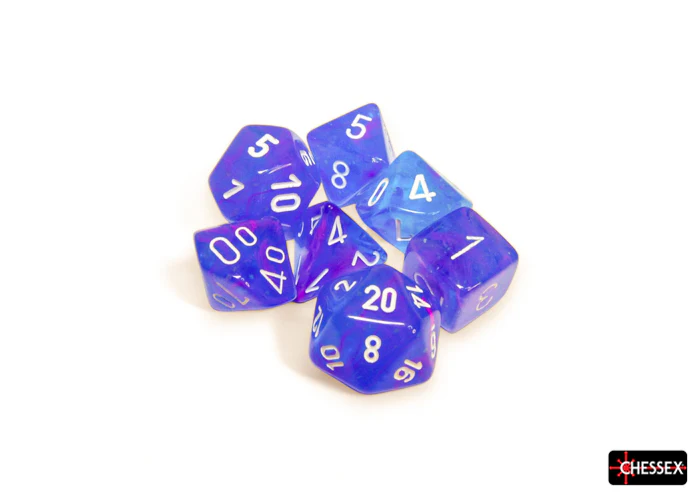 Chessex: Nebula Aura/White Luminary Polyhedral 7-Dice Set - Image 2