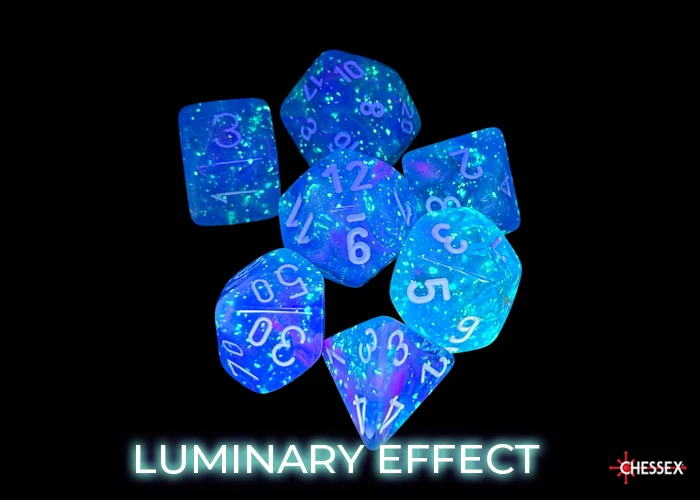 Chessex: Nebula Aura/White Luminary Polyhedral 7-Dice Set - Image 5