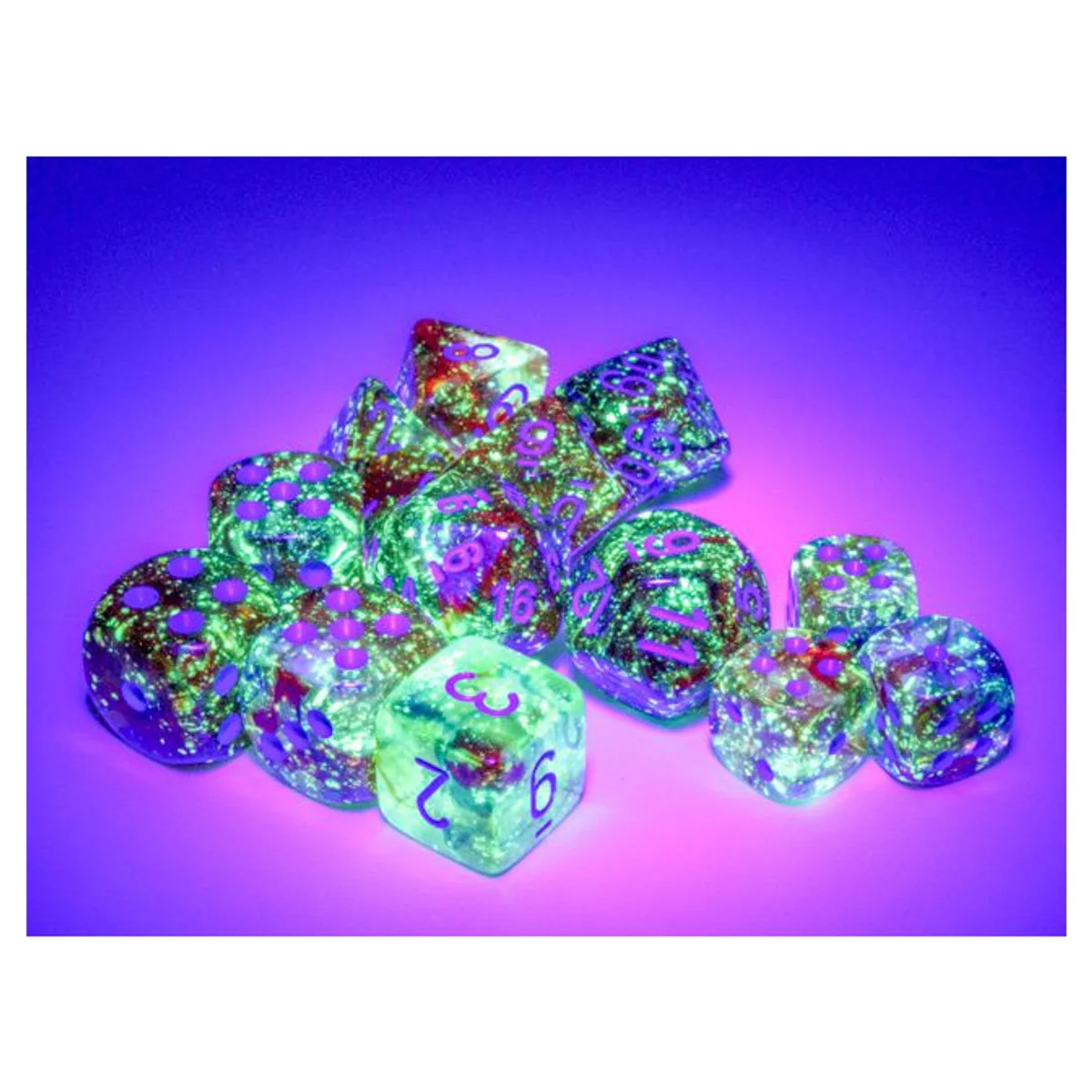 Chessex Nebula Primary Turquoise Luminary 7 Die Set - Image 2