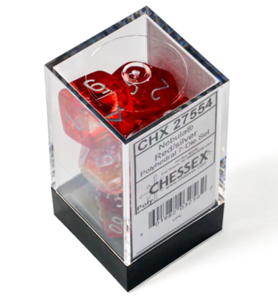 Chessex Nebula Red Silver Luminary 7 Die Set - Image 2