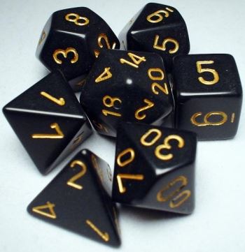 Chessex: Opaque Black/Gold 7-Die Set - Image 4