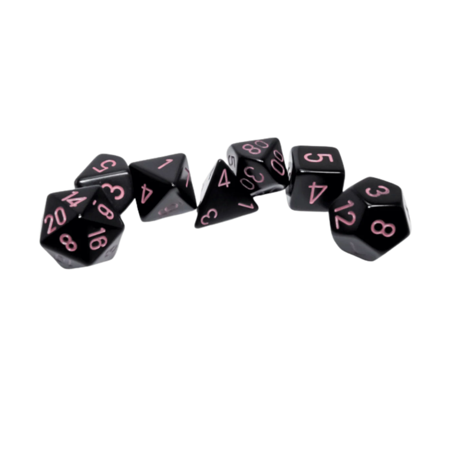 Chessex: 7ct Dice Set - Opaque Black/Pink