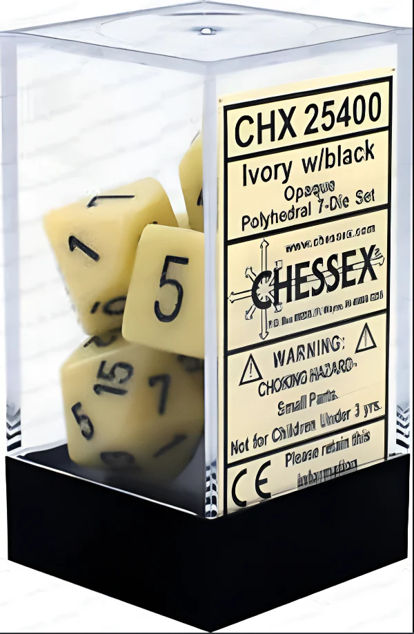 Chessex: Opaque Ivory/Black 7-Die Set