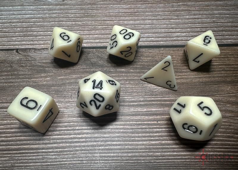 Chessex: Opaque Ivory/Black 7-Die Set - Image 2