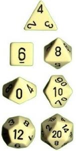 Chessex: Opaque Ivory/Black 7-Die Set - Image 3