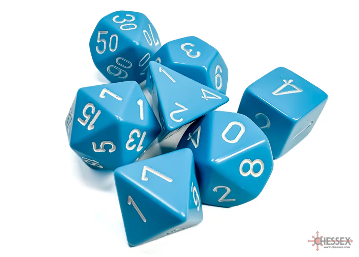 Chessex: Opaque Light Blue/White 7-Die Set - Image 2
