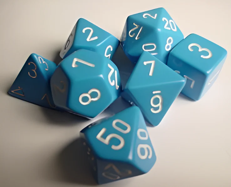 Chessex: Opaque Light Blue/White 7-Die Set - Image 4