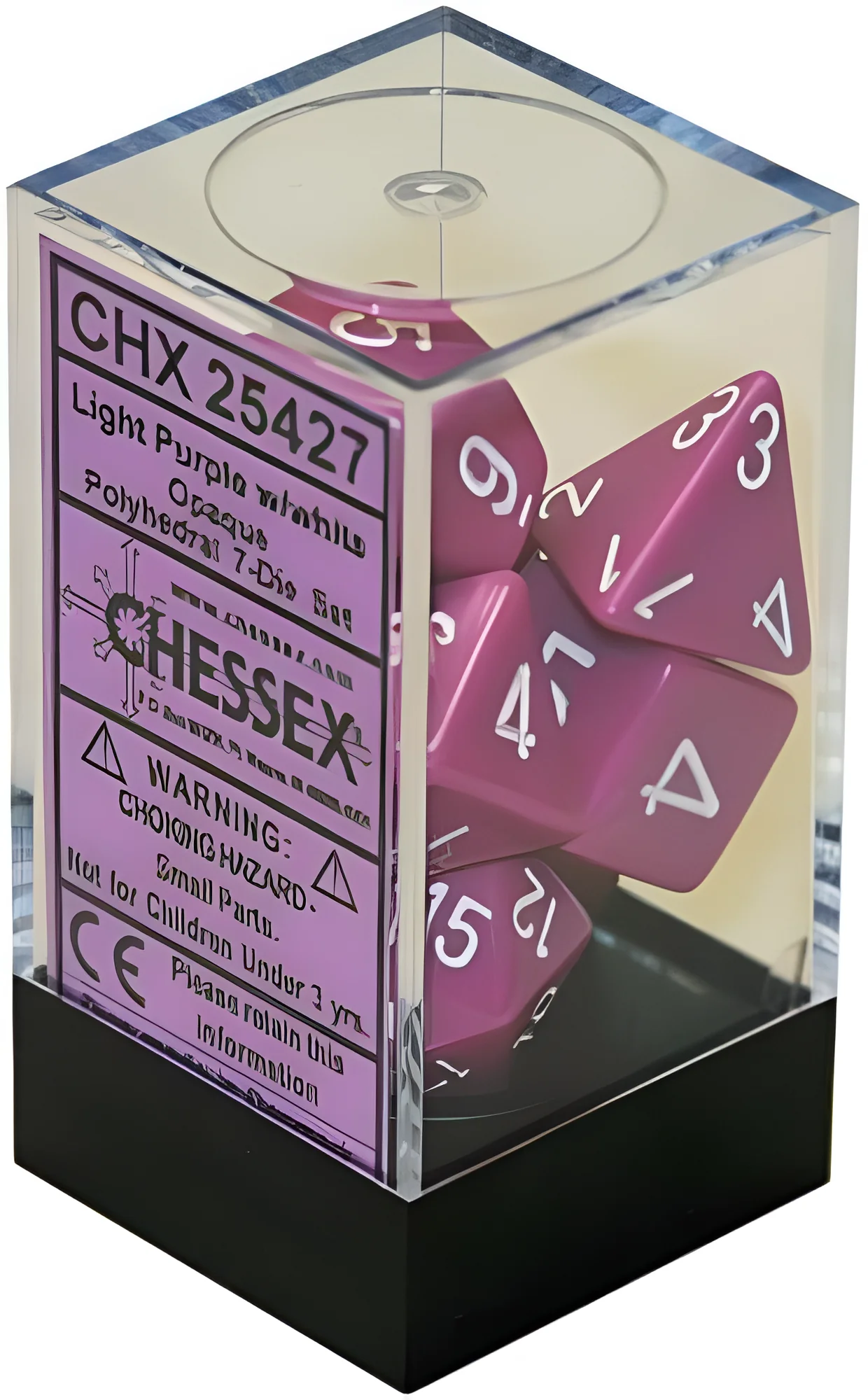 Chessex: Opaque Light Purple/White 7-Die Set - Image 2