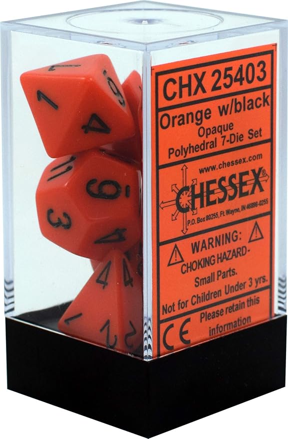 Chessex: Opaque Orange/Black 7-Die Set - Image 2