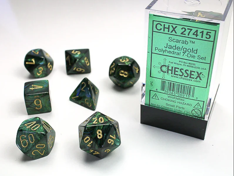 Chessex: Scarab Jade/Gold 7-Die Set - Image 2