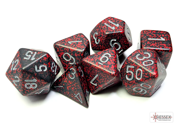 Chessex: Speckled Silver Volcano Polyhedral 7-Dice Set - Image 2