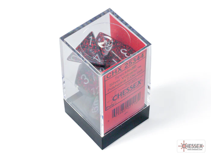 Chessex: Speckled Silver Volcano Polyhedral 7-Dice Set - Image 3