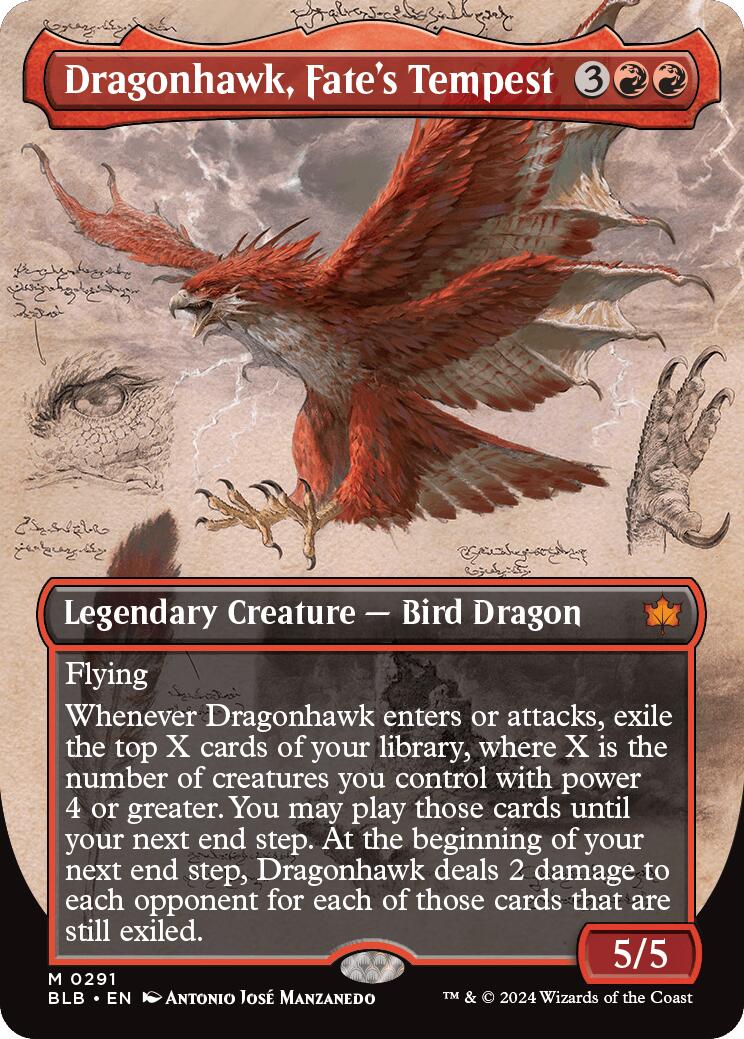 Dragonhawk, Fate's Tempest (Borderless) - 291 - (Bloomburrow)