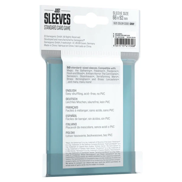 GameGenic: Just Sleeves - Gray Standard Card Game Size (50) - Image 2