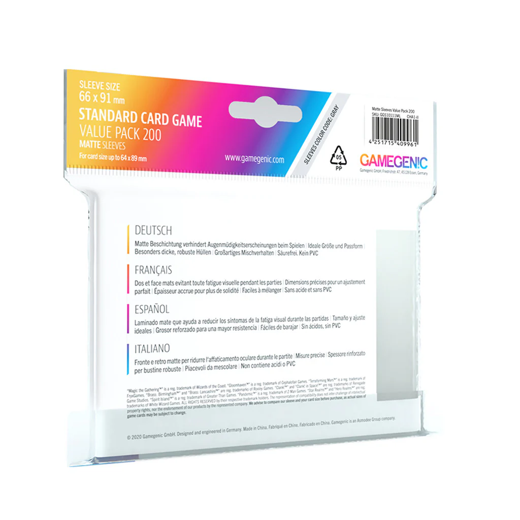 Gamegenic: Value Pack Standard MATTE Sleeves (200) - Image 2