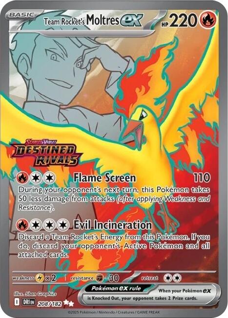 Team Rocket's Moltres ex - 208/182 (Destined Rivals Stamp) - 208/182 - (Miscellaneous Cards & Products)