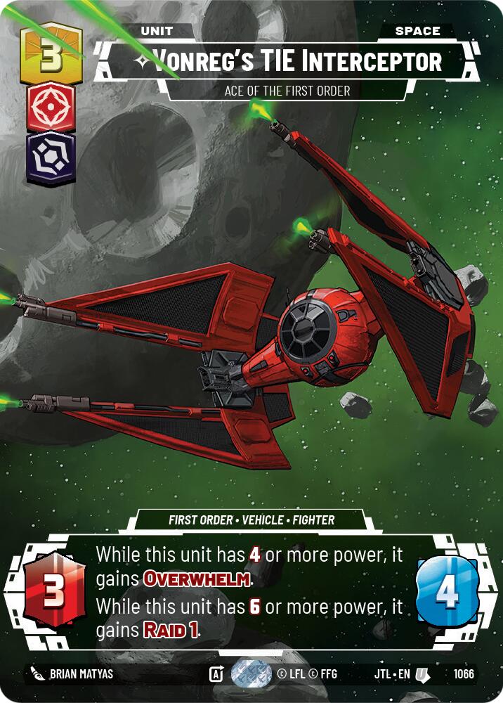 Vonreg's TIE Interceptor - Ace of the First Order (Prestige Foil) - 1066 - (Jump to Lightspeed)