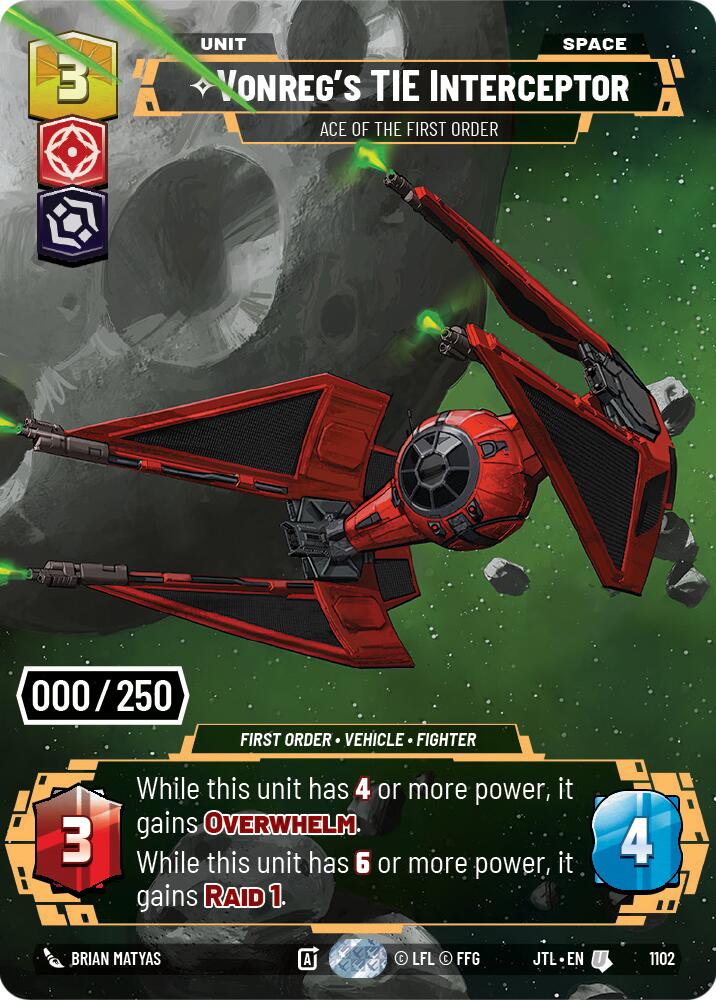 Vonreg's TIE Interceptor - Ace of the First Order (Serialized) - 1102 - (Jump to Lightspeed)